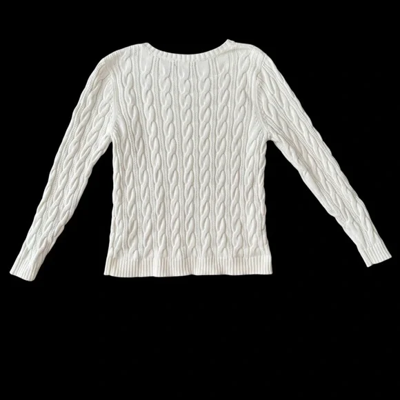 Lands’ End Drifter White Cable Knit Sweater Youth L (14–16) - Picture 8 of 16